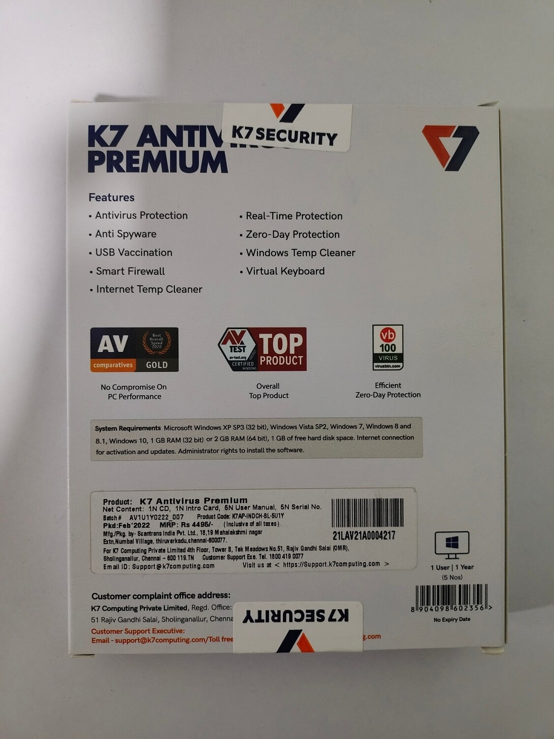 New, 5 User, 1 Year, K7 Antivirus, Premium New, 5 User, 1 Year, K7 Antivirus, Premium
