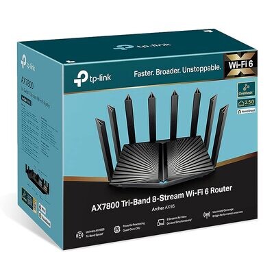 TP Link Archer AX95 AX7800 Tri-Band 8-Stream Wi-Fi 6 Router