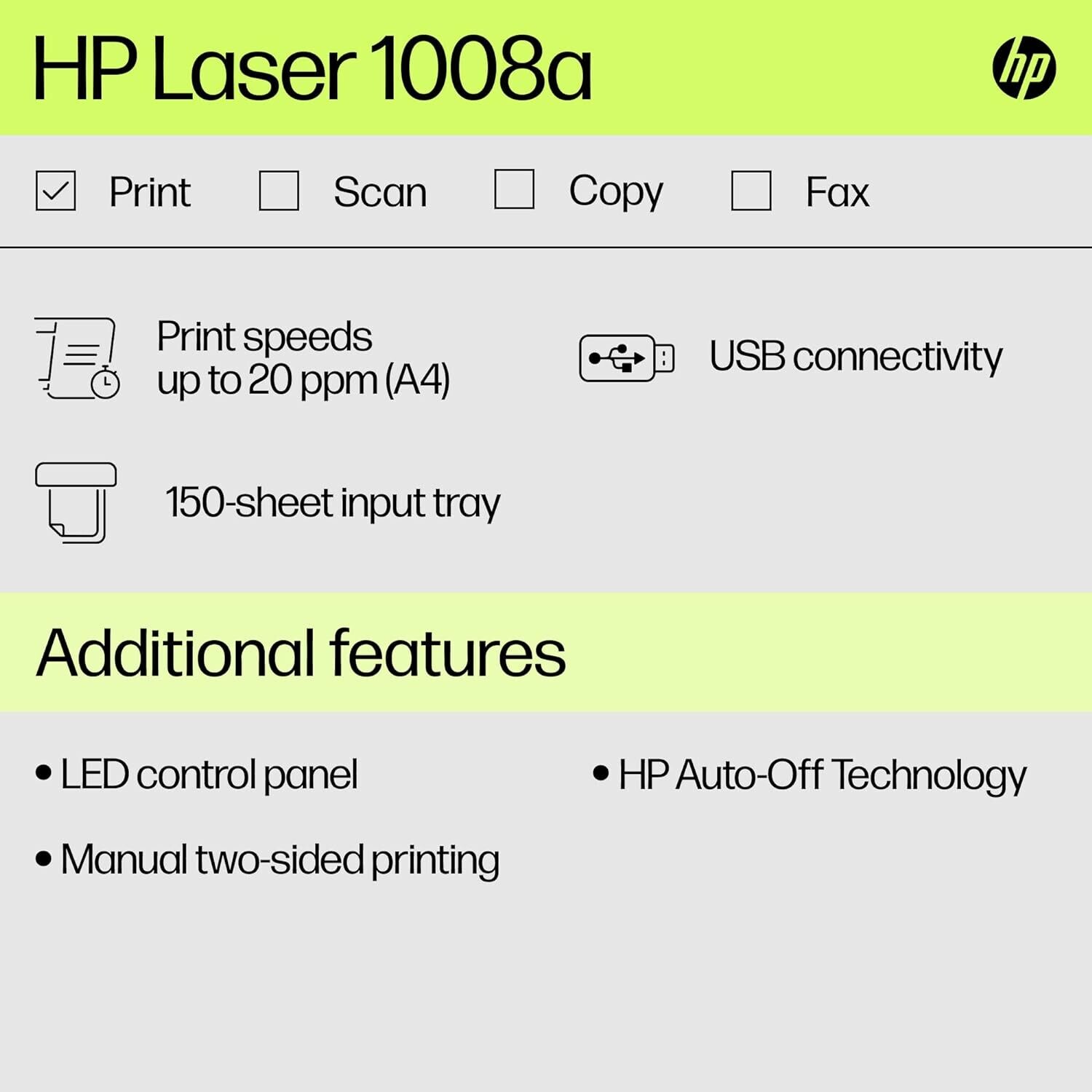 HP 1008A Single Function Laser Printer HP 1008A Single Function Laser Printer