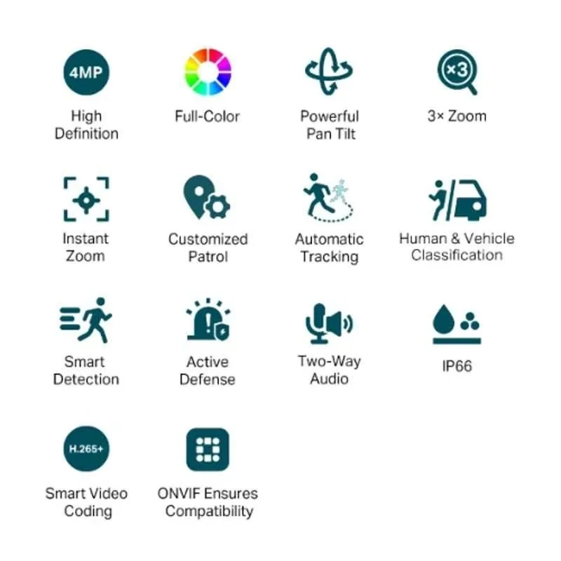 TP Link VIGI C540V 4MP Outdoor Full-Color Dual-Lens Varifocal Pan Tilt Network Camera TP Link VIGI C540V 4MP Outdoor Full-Color Dual-Lens Varifocal Pan Tilt Network Camera