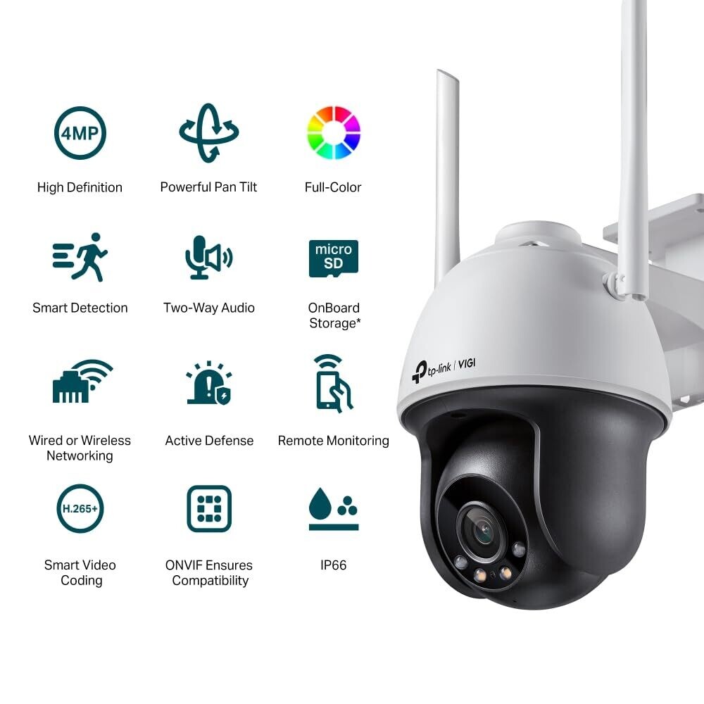 TP Link VIGI C540-W 4MP Outdoor Full-Color Wi-Fi Pan Tilt Network Camera TP Link VIGI C540-W 4MP Outdoor Full-Color Wi-Fi Pan Tilt Network Camera
