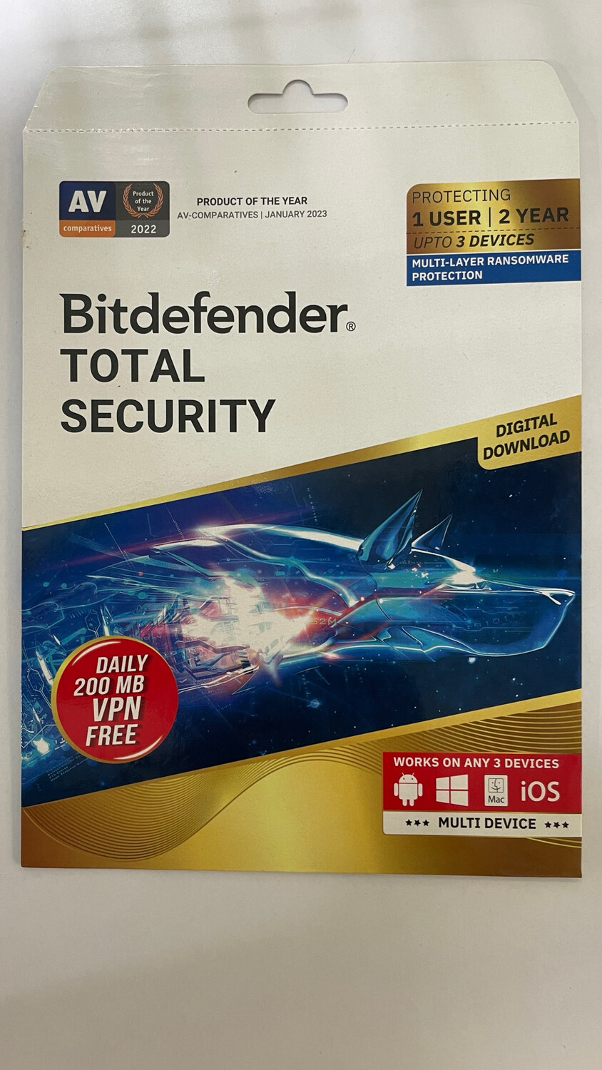 New, 3 User, 2 Year, Bitdefender Total Security (200MB VPN)