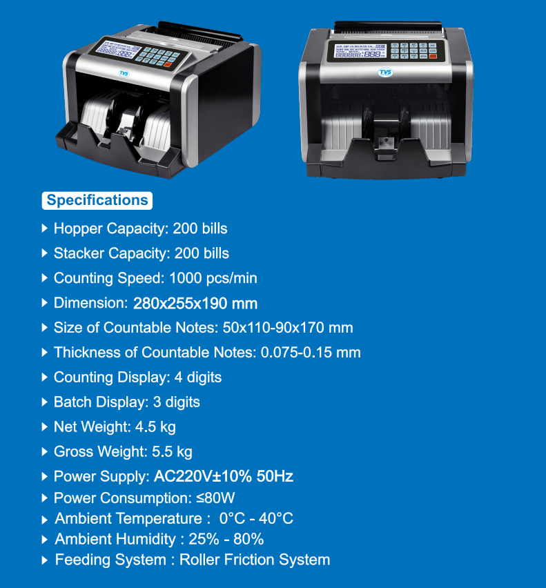 TVS CC-232 Classic Plus Cash Counting Machine TVS CC-232 Classic Plus Cash Counting Machine
