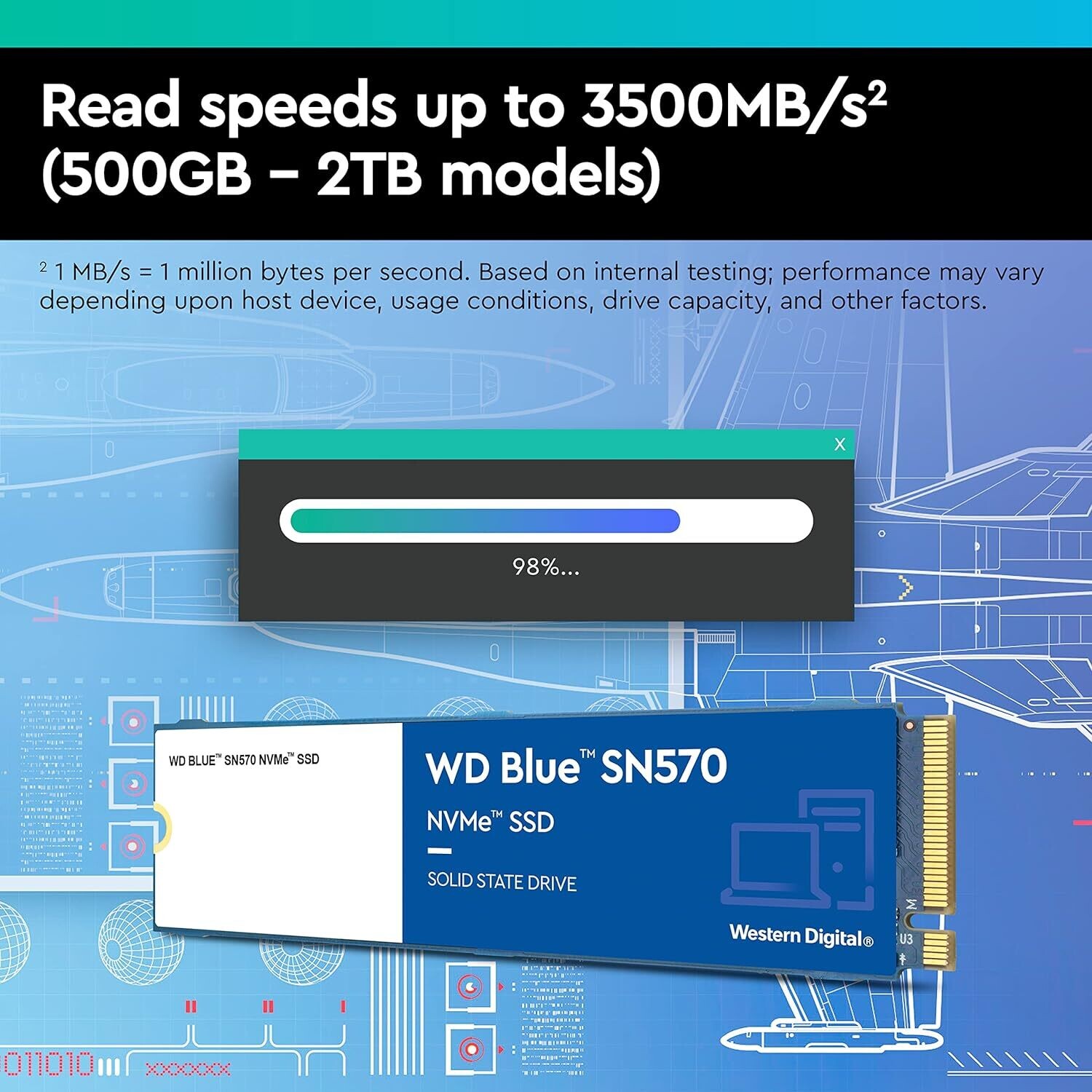 WD Blue 1TB SN570 NVMe M.2 (2280) Internal SSD