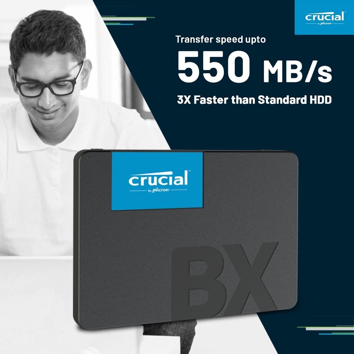 Crucial BX500 500GB SATA SSD　5台 Crucial BX500 500GB 3D NAND SATA 2.5インチ SSD