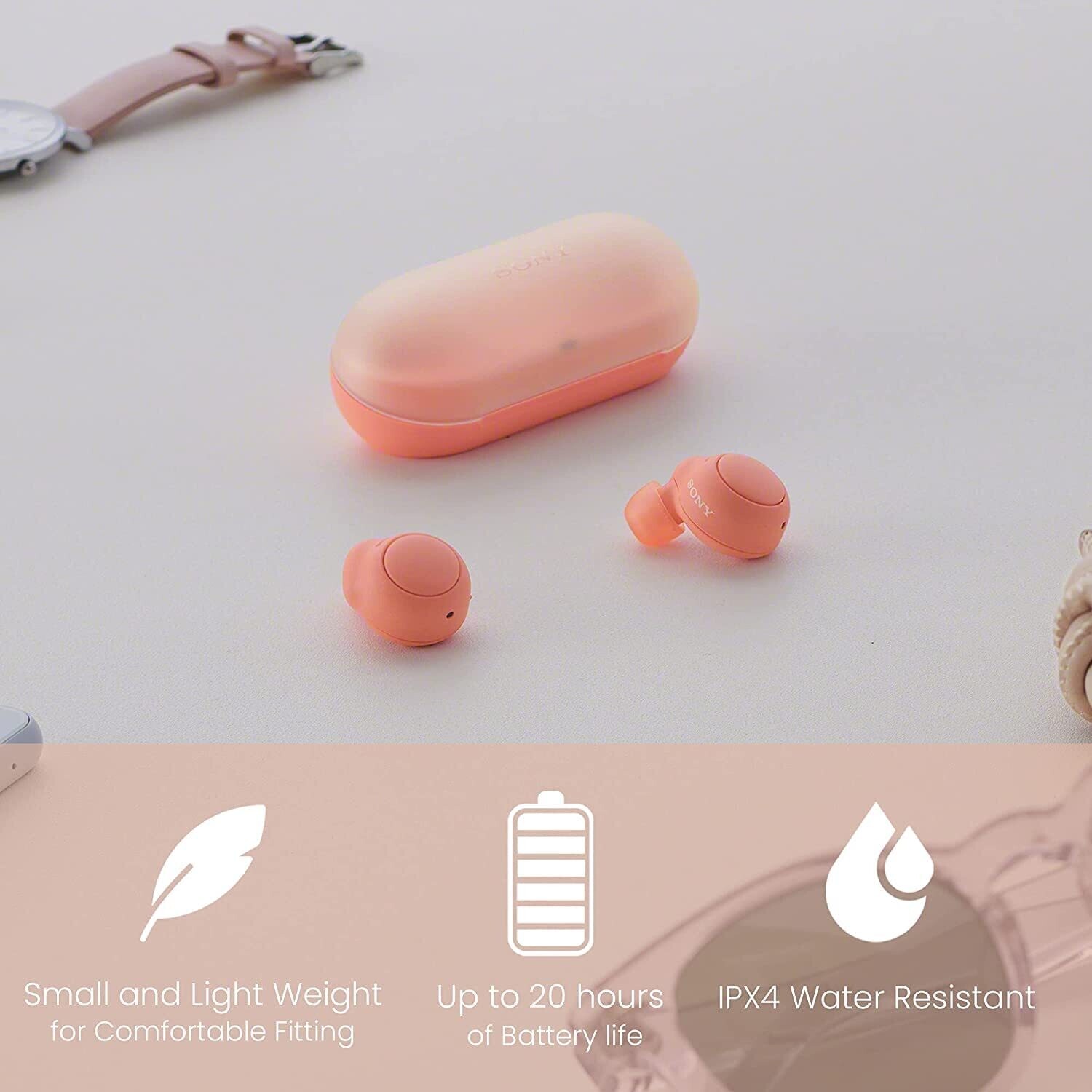 Sony wf-c500 truly wireless bluetooth earbuds (Orange)