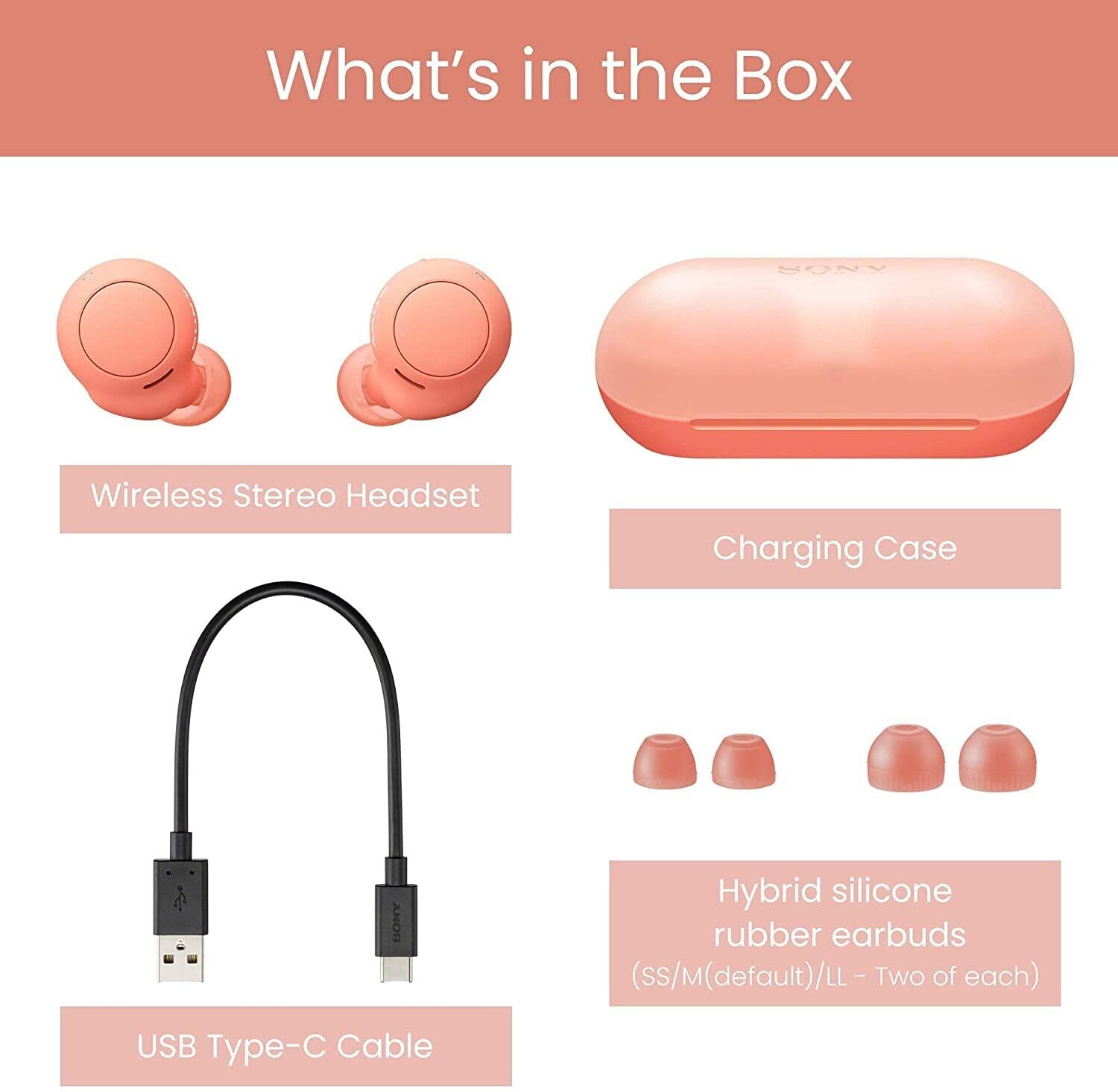 Sony wf-c500 truly wireless bluetooth earbuds (Orange)