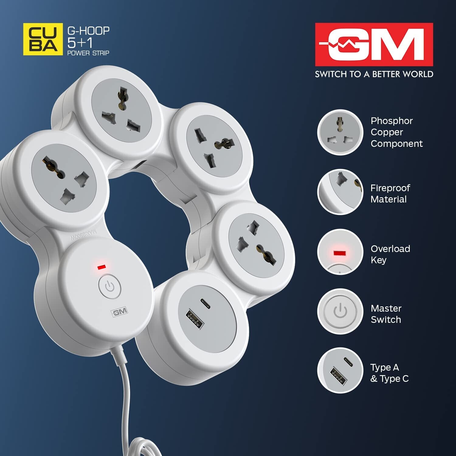 GM 5+1 G-Hoop Spike Guard with A & C Type USB-Master Switch GM 5+1 G-Hoop Spike Guard with A & C Type USB-Master Switch