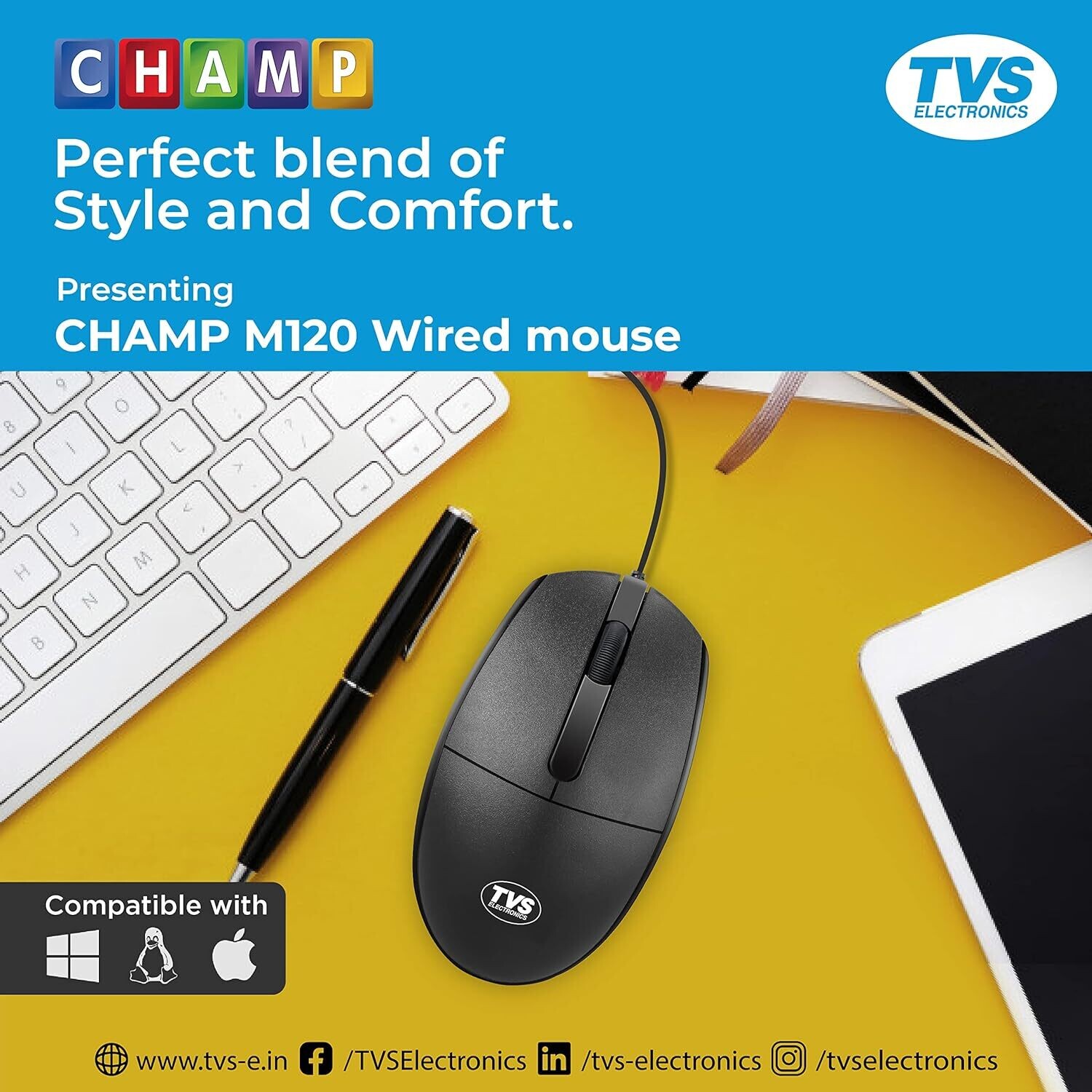 TVS Champ M120 Wired Optical Mouse