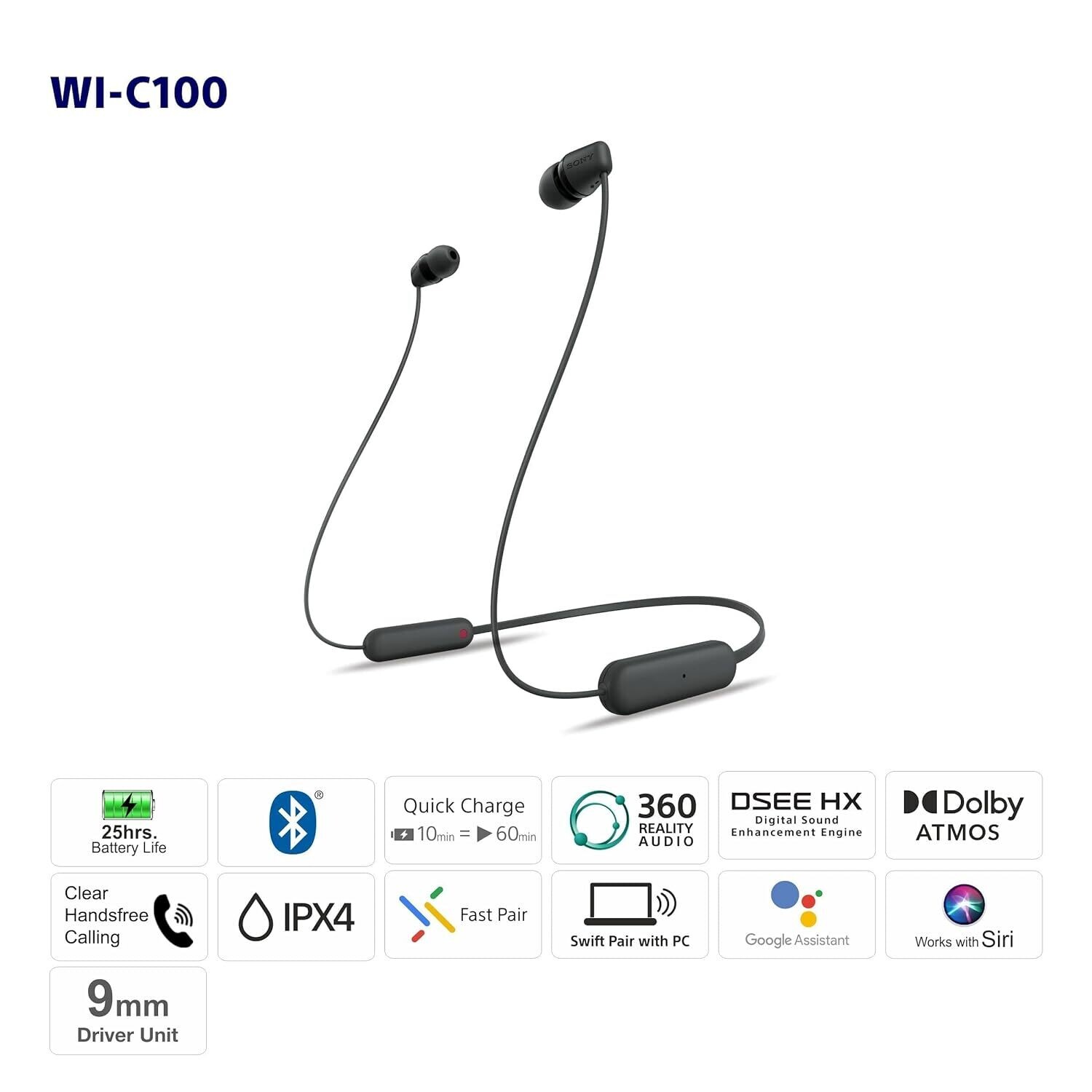 Sony WI-C100 Wireless Neckband (Black)