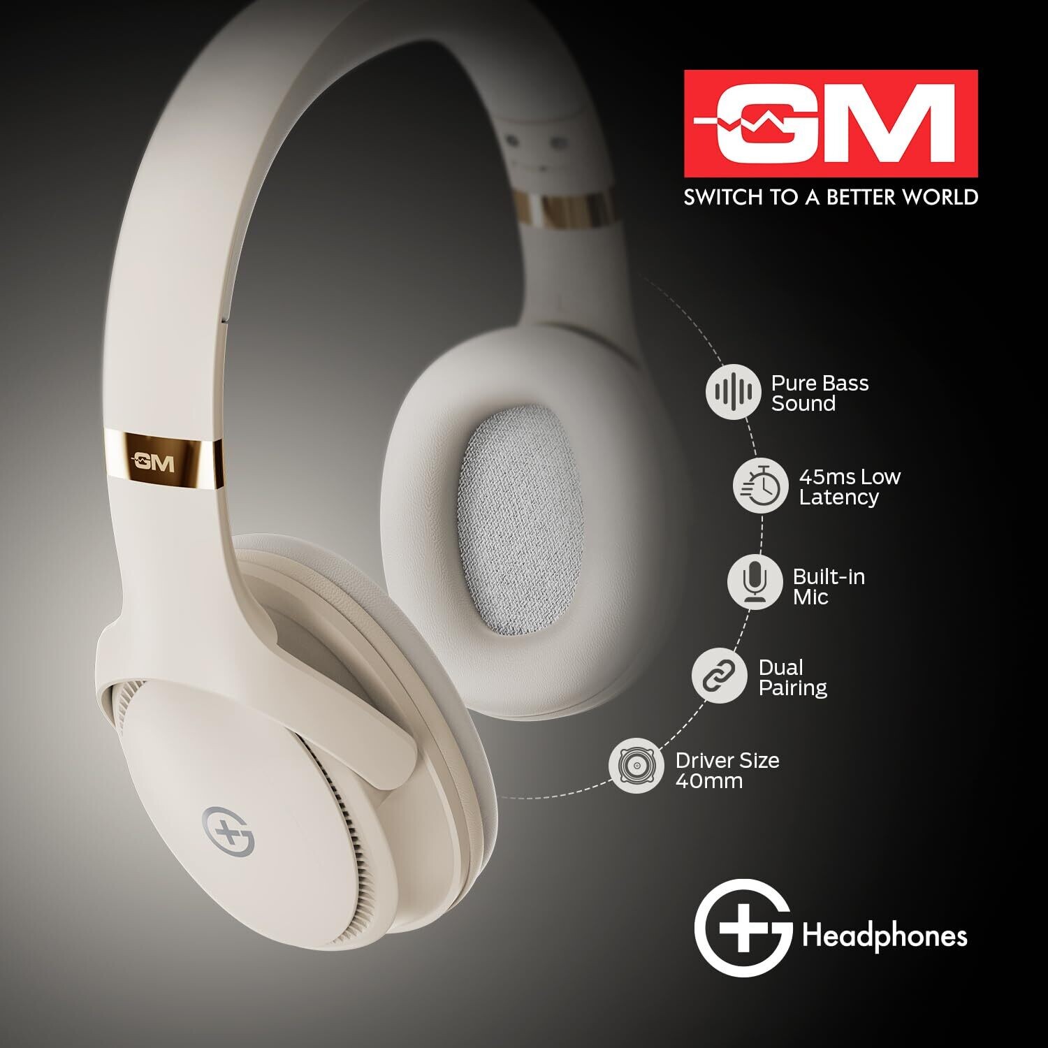 GM G-Plus Over The Ear Headphones with Mic (Beige) GM G-Plus Over The Ear Headphones with Mic (Beige)