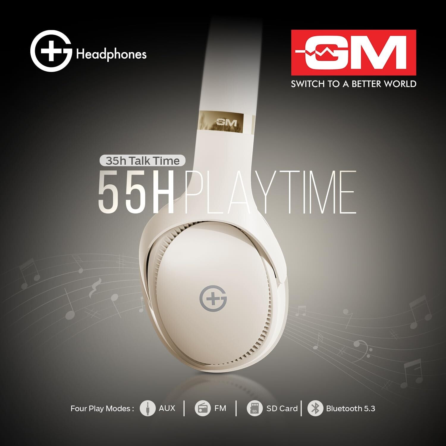 GM G-Plus Over The Ear Headphones with Mic (Beige) GM G-Plus Over The Ear Headphones with Mic (Beige)
