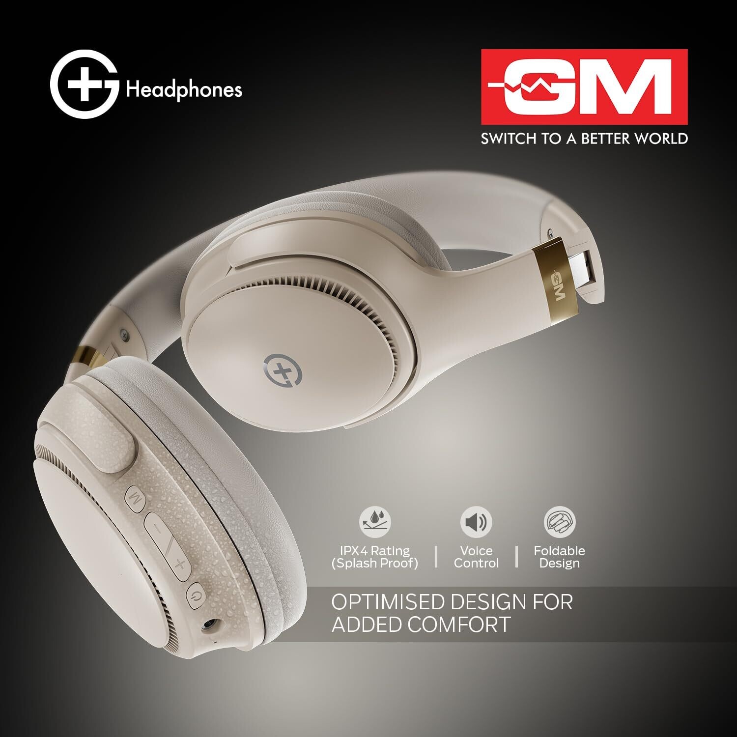 GM G-Plus Over The Ear Headphones with Mic (Beige) GM G-Plus Over The Ear Headphones with Mic (Beige)