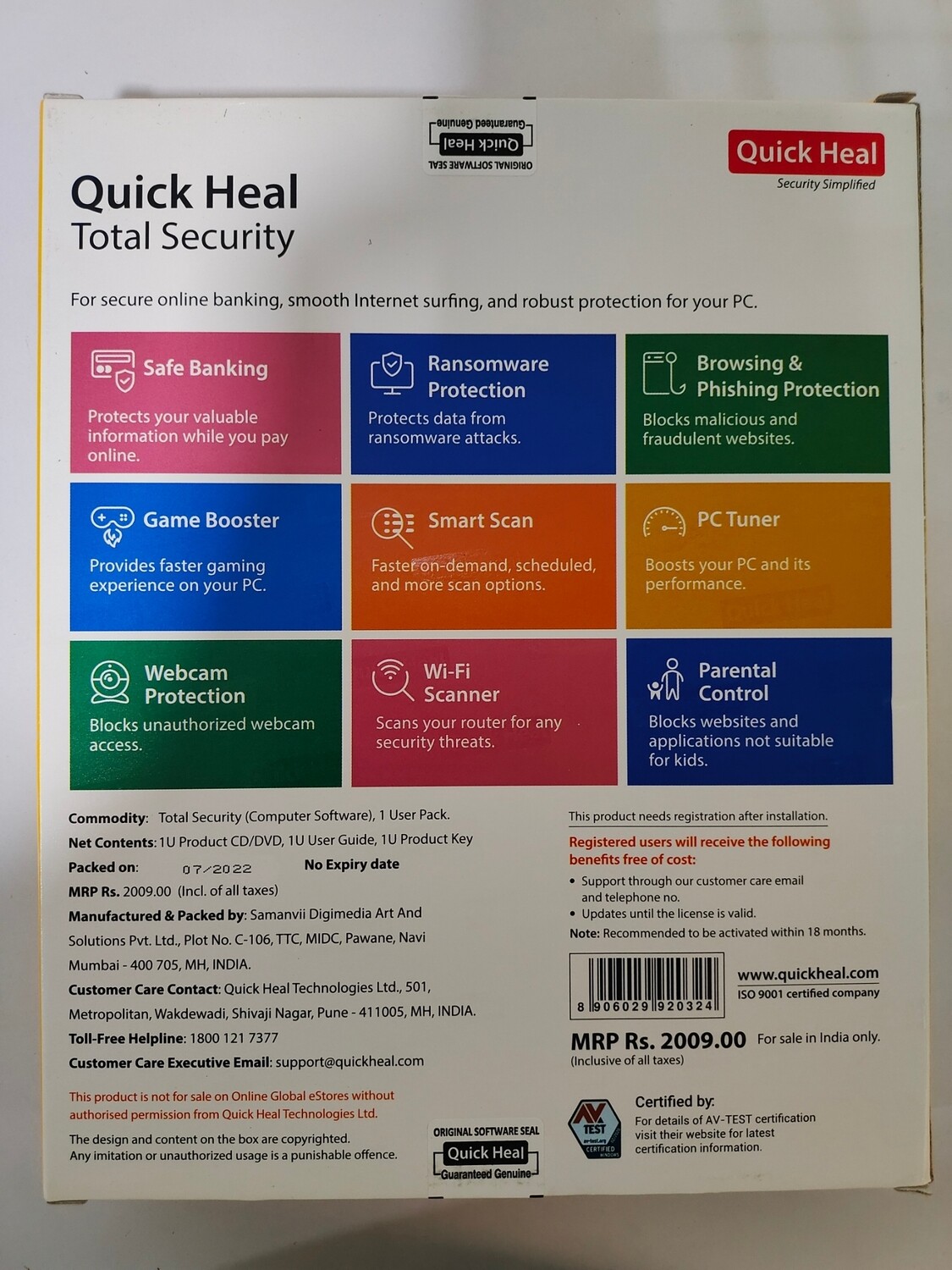 New, 1 User, 1 Year, Quick Heal Total Security, Festival Pack New, 1 User, 1 Year, Quick Heal Total Security, Festival Pack