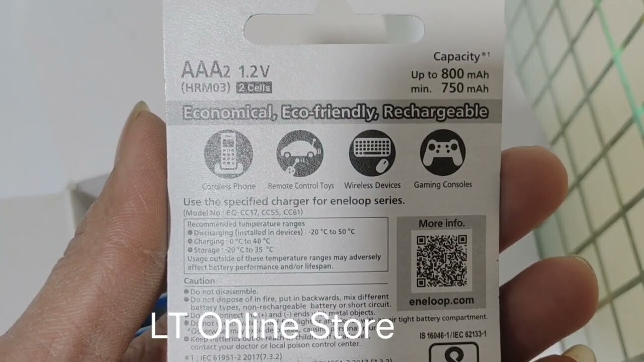 Panasonic AAA, Eneloop 800mAh Rechargeable 2-Battery Panasonic AAA, Eneloop 800mAh Rechargeable 2-Battery