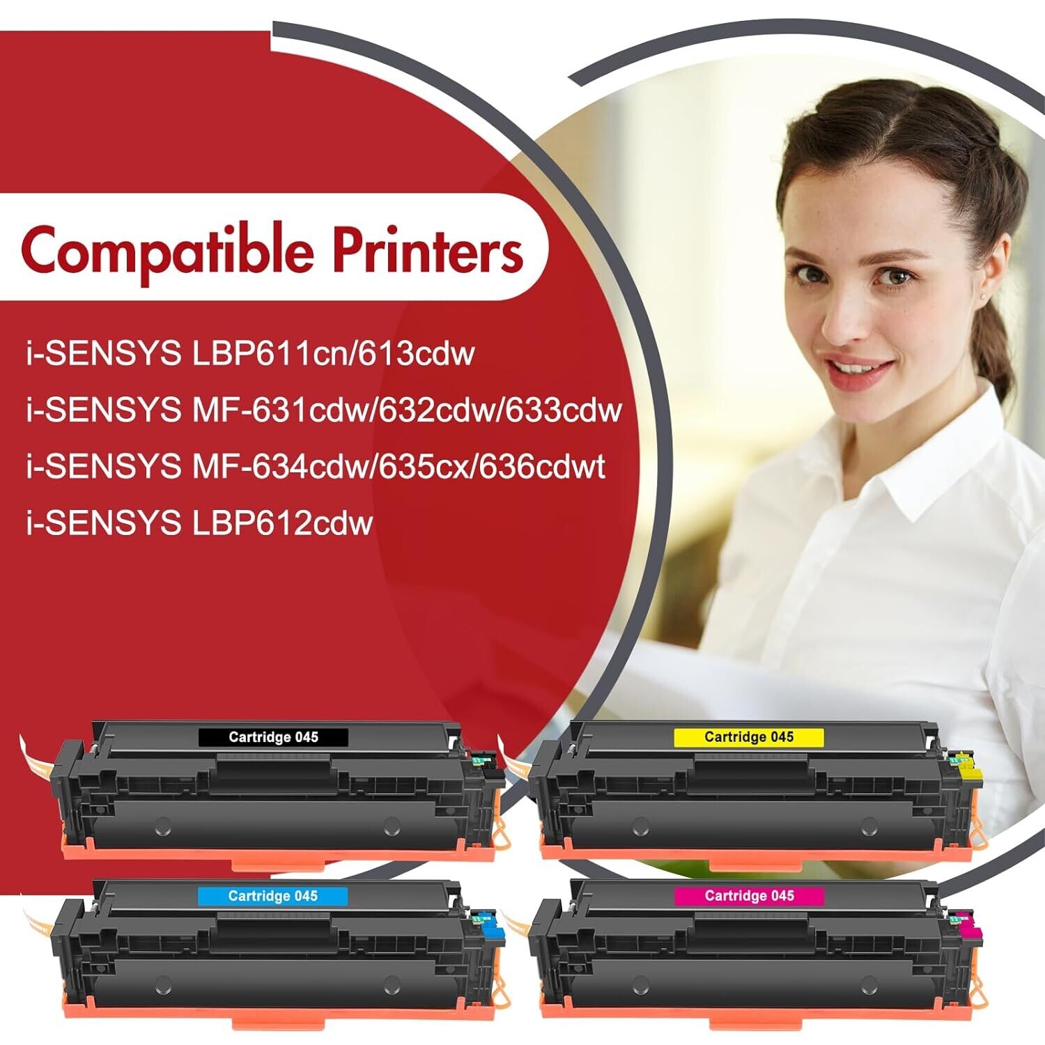 Compatible 045 Set of 4 Color Toner (Canon-MF634/632/612)