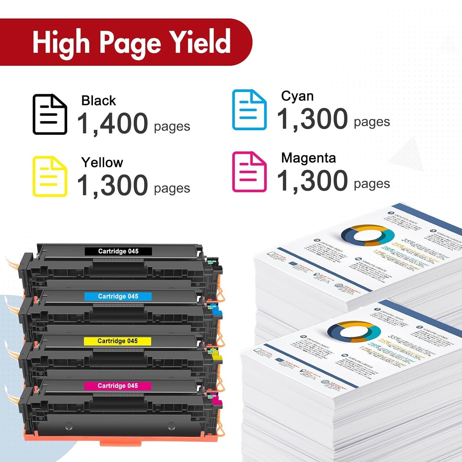 Compatible 045 Set of 4 Color Toner (Canon-MF634/632/612)