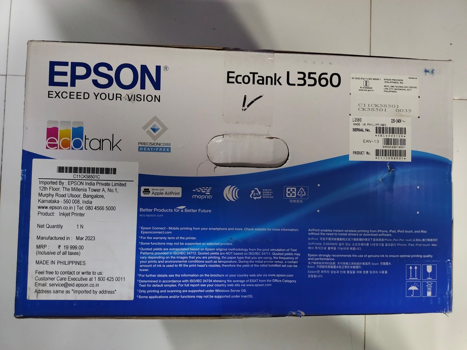 Epson EcoTank L3560 Multifunction Ink Tank Printer