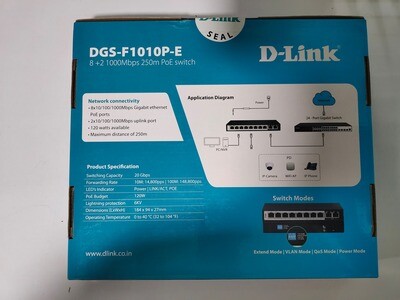 D-Link DGS-F1010P-E 120W 8+2 Port Gigabit POE Switch