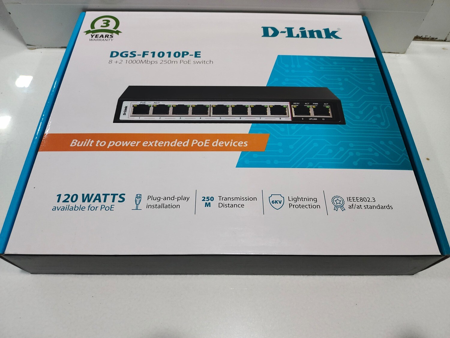 D-Link DGS-F1010P-E 120W 8+2 Port Gigabit POE Switch