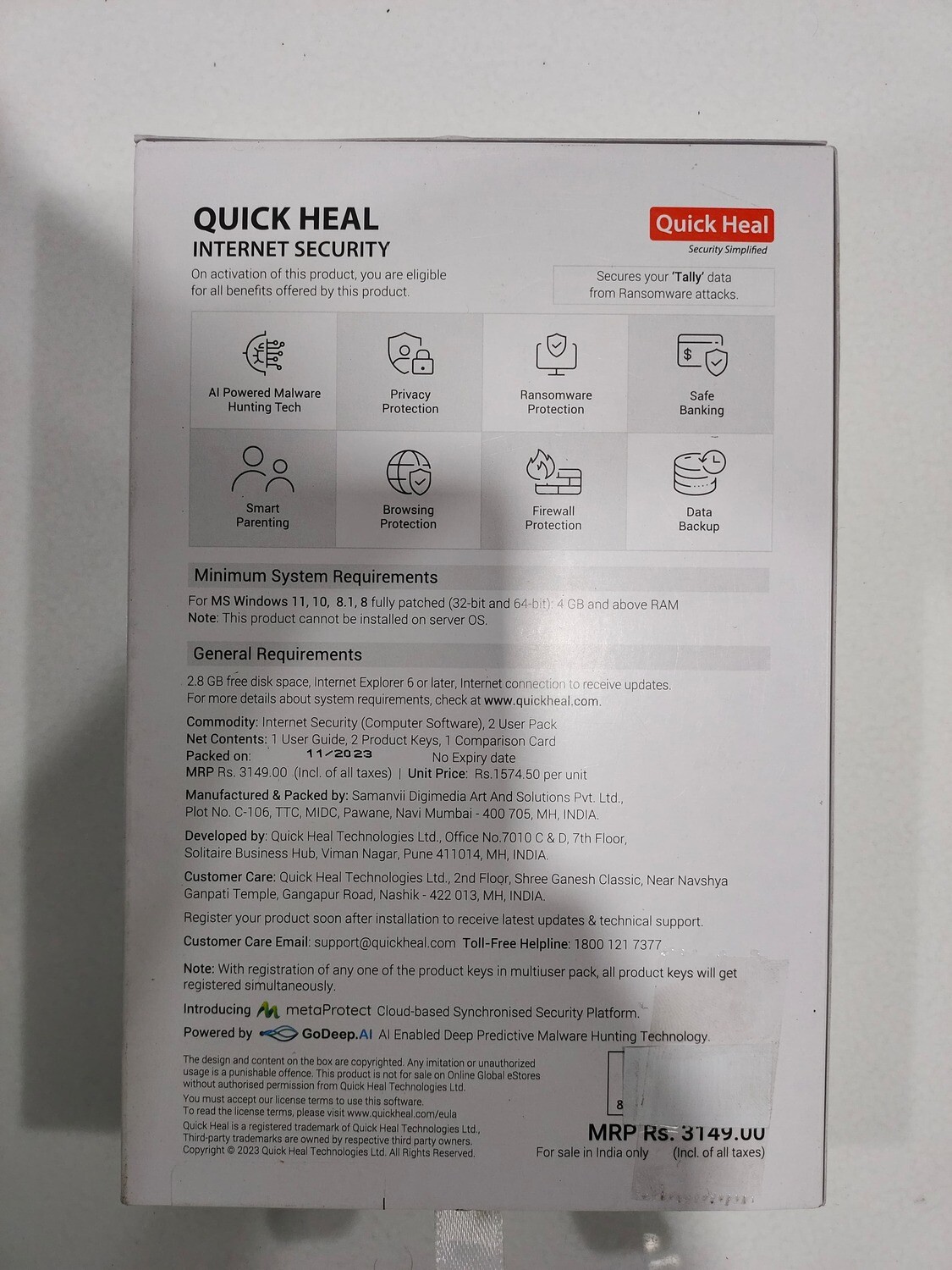 New, 2 User, 3 Year, Quick Heal Internet Security New, 2 User, 3 Year, Quick Heal Internet Security
