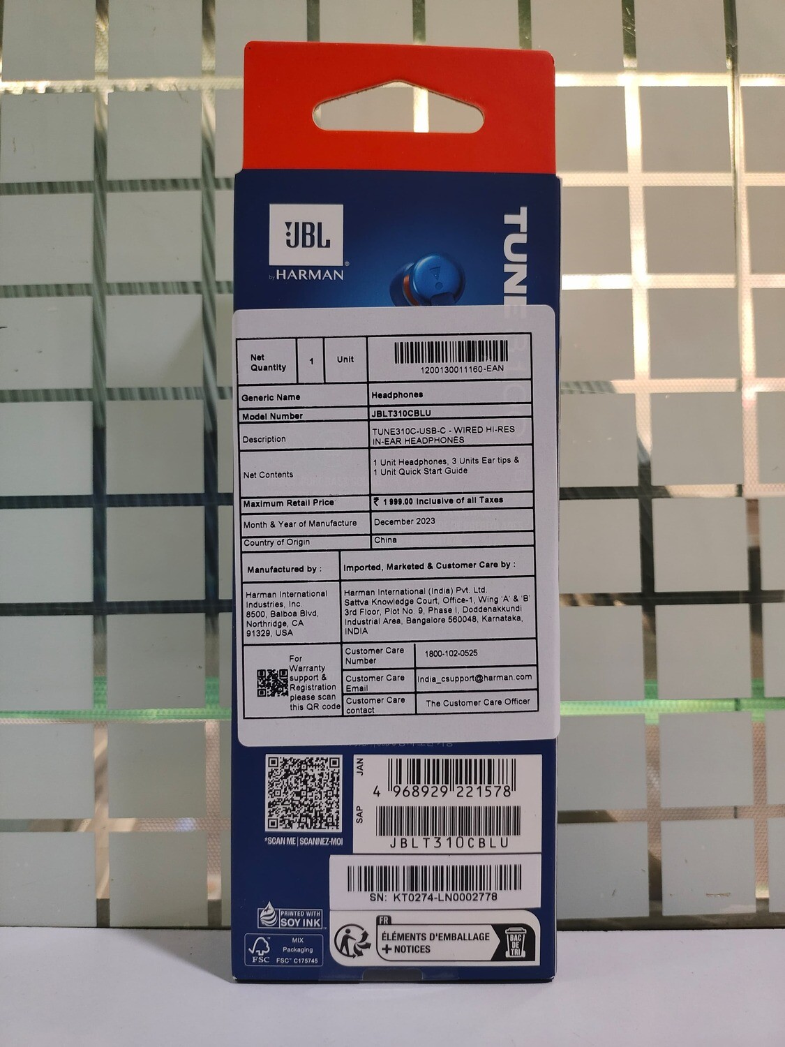 JBL Tune 310C Type-C Wired Earphones (Blue) JBL Tune 310C Type-C Wired Earphones (Blue)