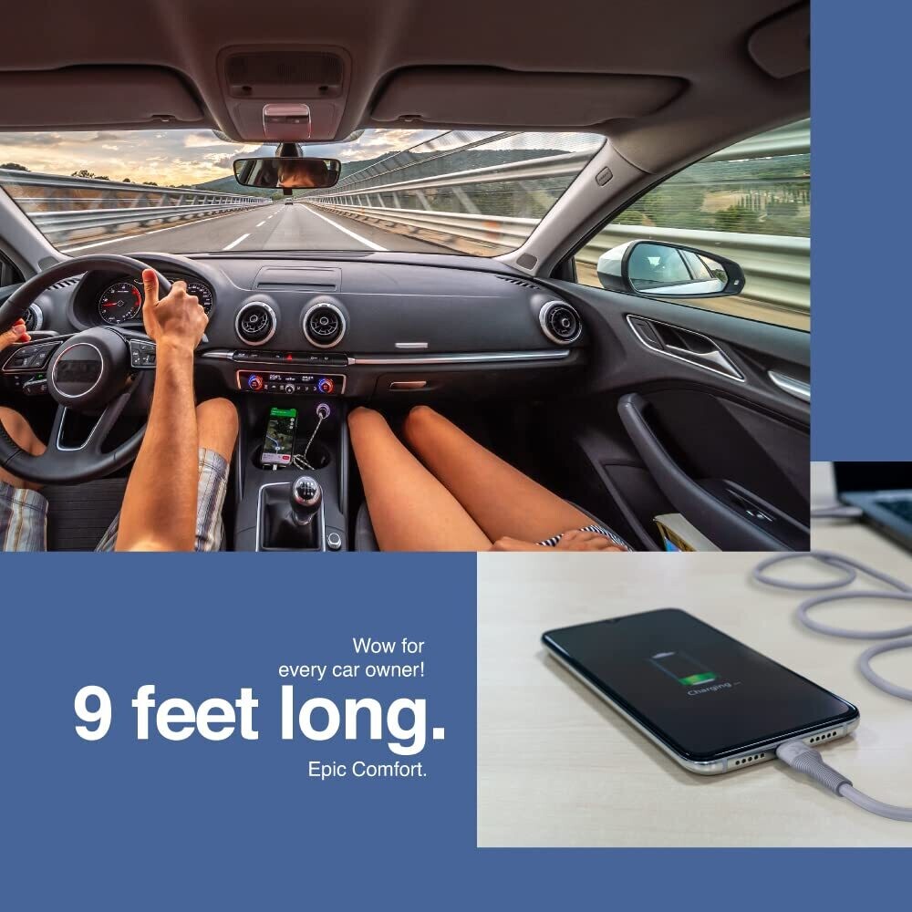 FINGERS Car Backseat Cable-5A9F Type-C Mobile Cable, Steel Grey FINGERS Car Backseat Cable-5A9F Type-C Mobile Cable, Steel Grey