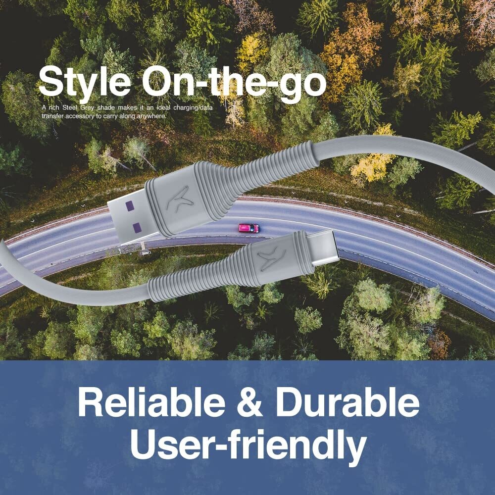 FINGERS Car Backseat Cable-5A9F Type-C Mobile Cable, Steel Grey FINGERS Car Backseat Cable-5A9F Type-C Mobile Cable, Steel Grey