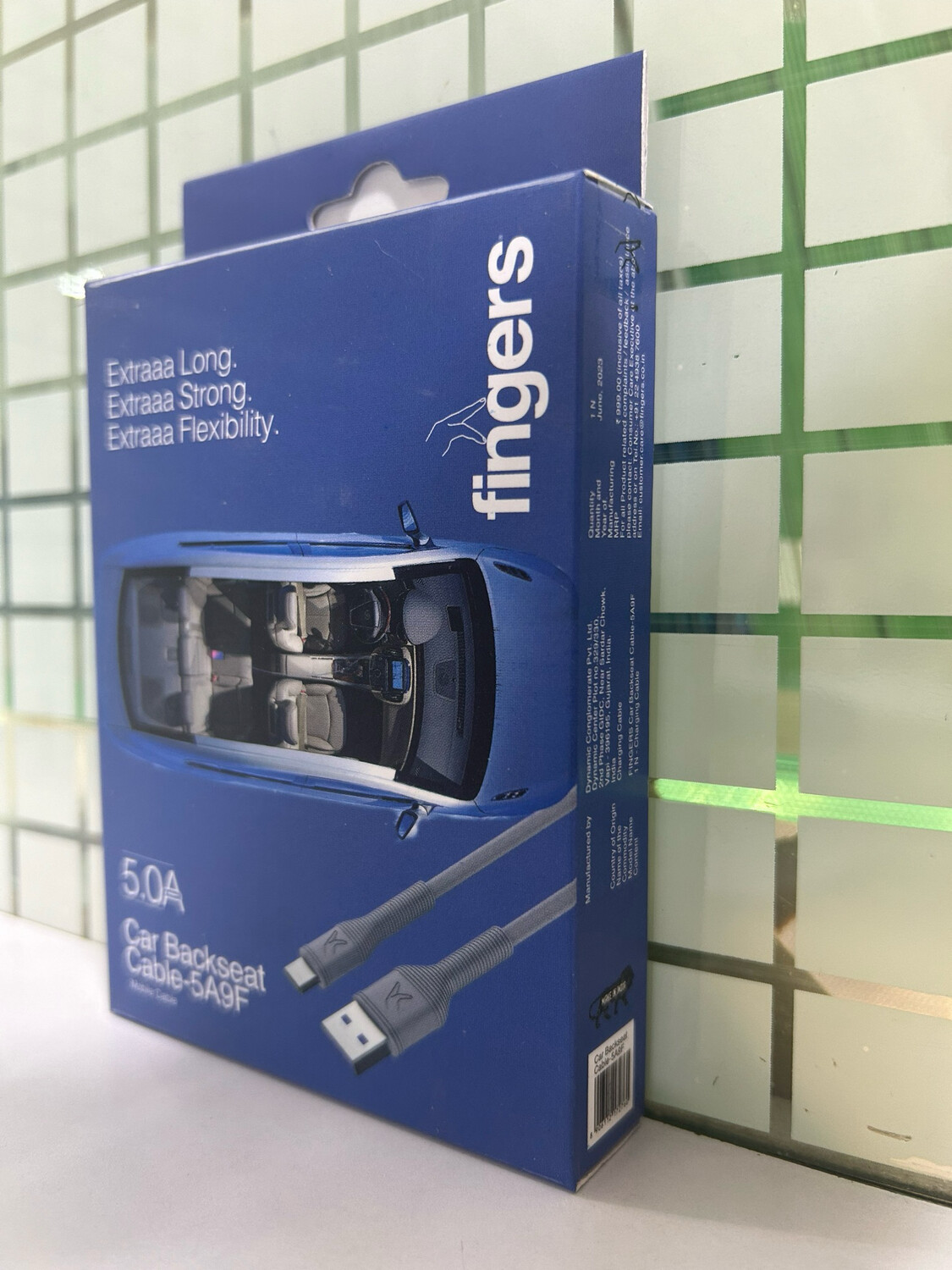 FINGERS Car Backseat Cable-5A9F Type-C Mobile Cable, Steel Grey FINGERS Car Backseat Cable-5A9F Type-C Mobile Cable, Steel Grey