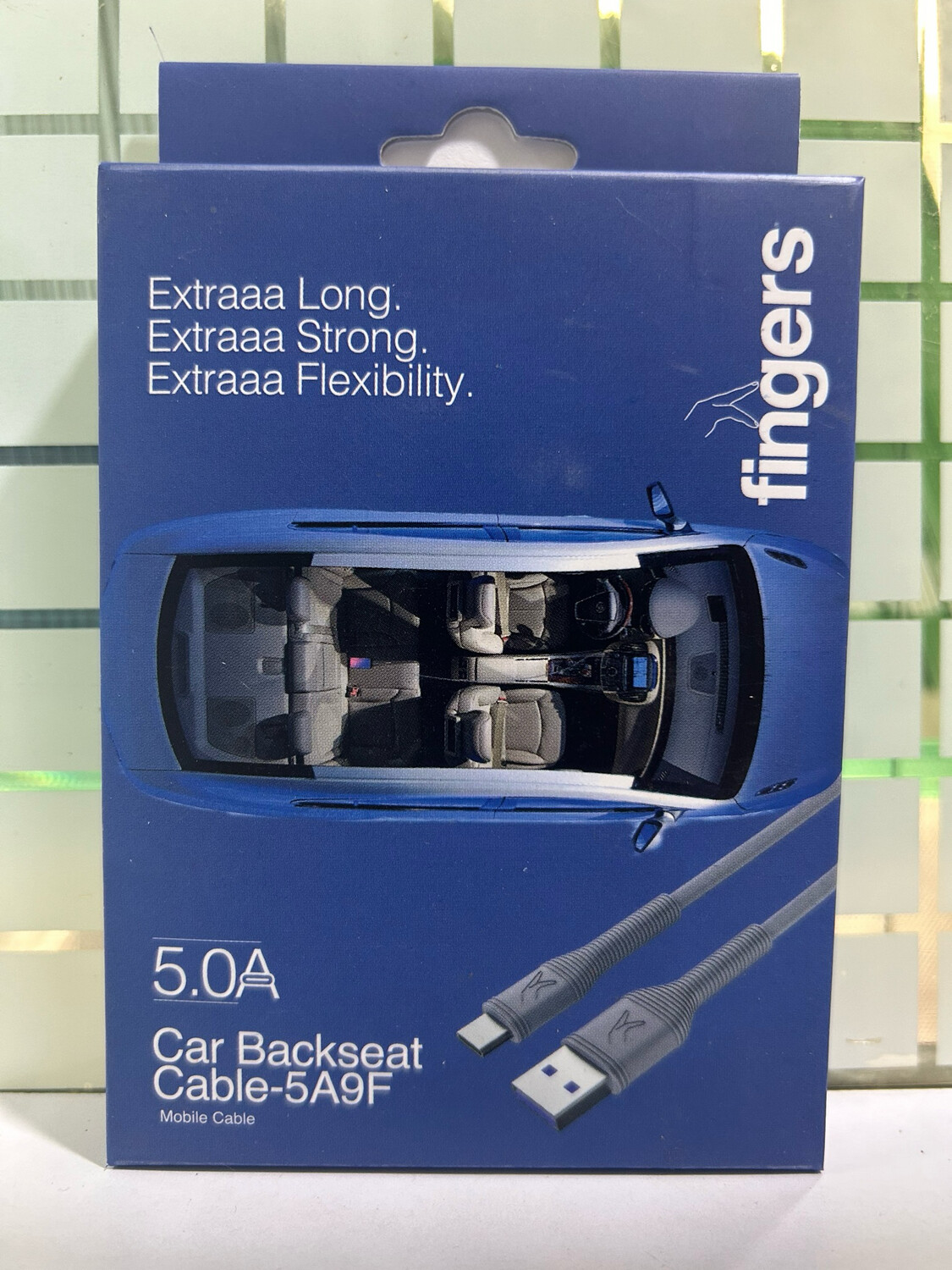 FINGERS Car Backseat Cable-5A9F Type-C Mobile Cable, Steel Grey FINGERS Car Backseat Cable-5A9F Type-C Mobile Cable, Steel Grey