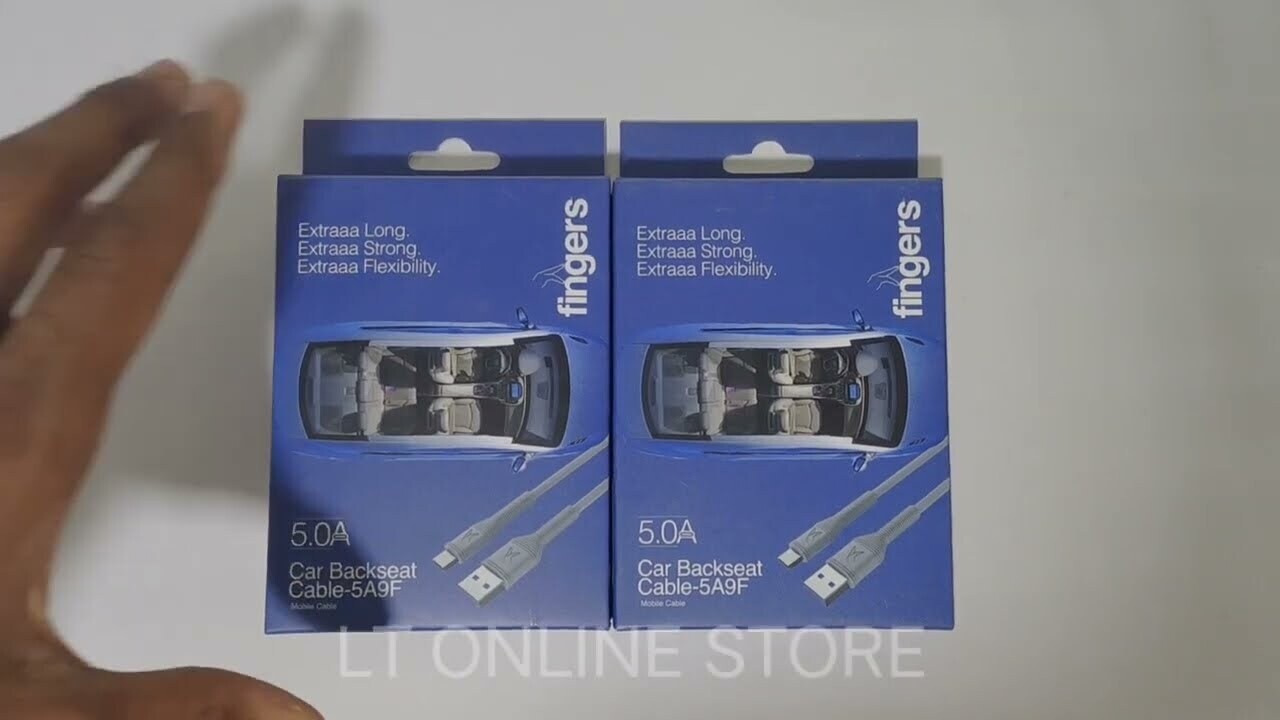 FINGERS Car Backseat Cable-5A9F Type-C Mobile Cable, Steel Grey FINGERS Car Backseat Cable-5A9F Type-C Mobile Cable, Steel Grey