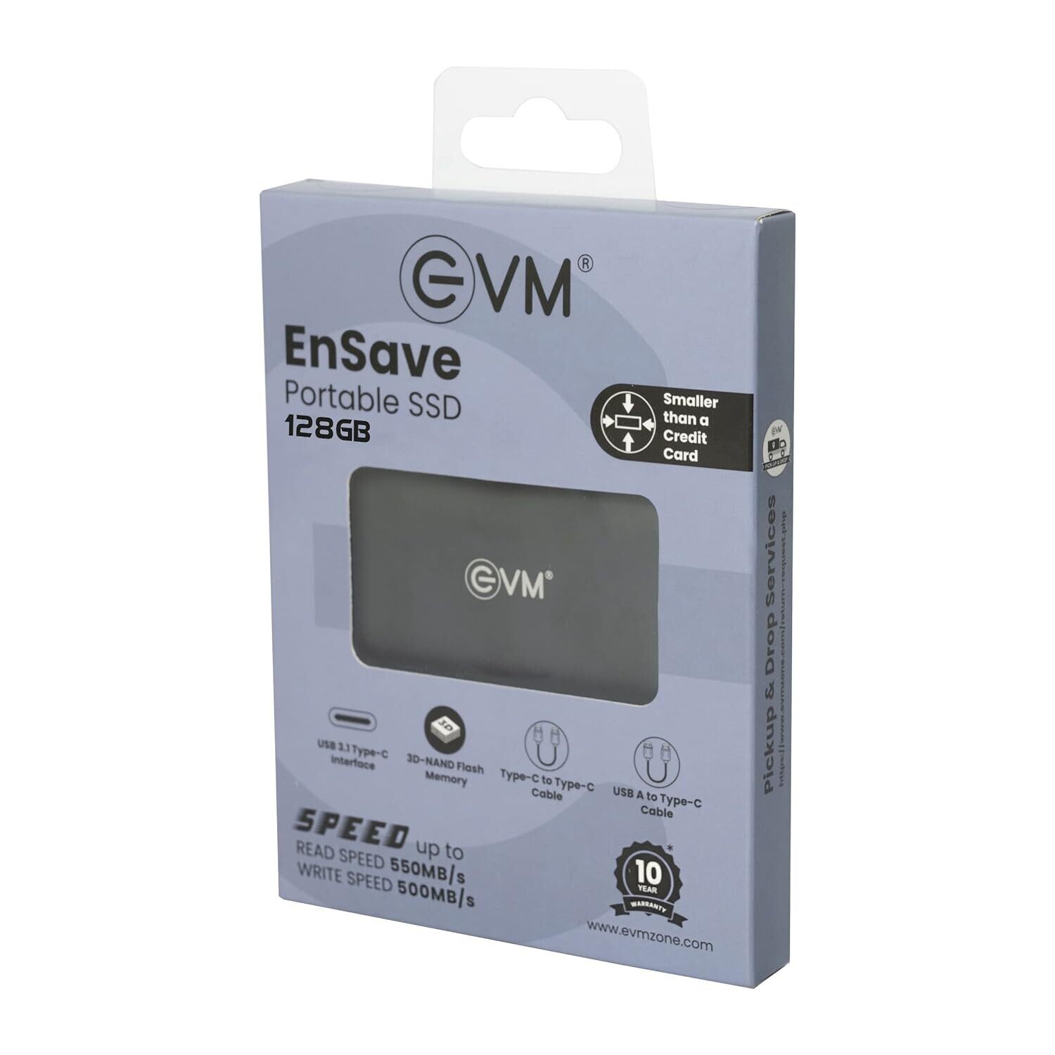 EVM EnSave 128GB Smallest External SSD with USB 3.1 Gen 2 Type C