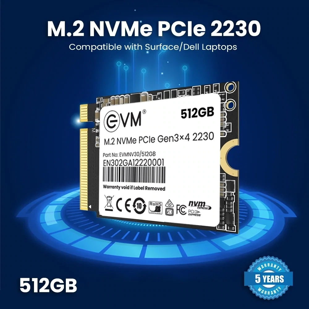EVM M.2 NVME PCIE 2230 512GB SSD