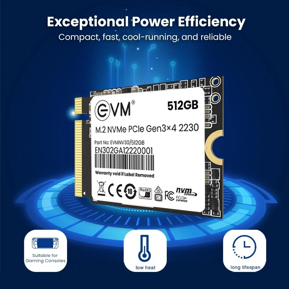 EVM M.2 NVME PCIE 2230 512GB SSD