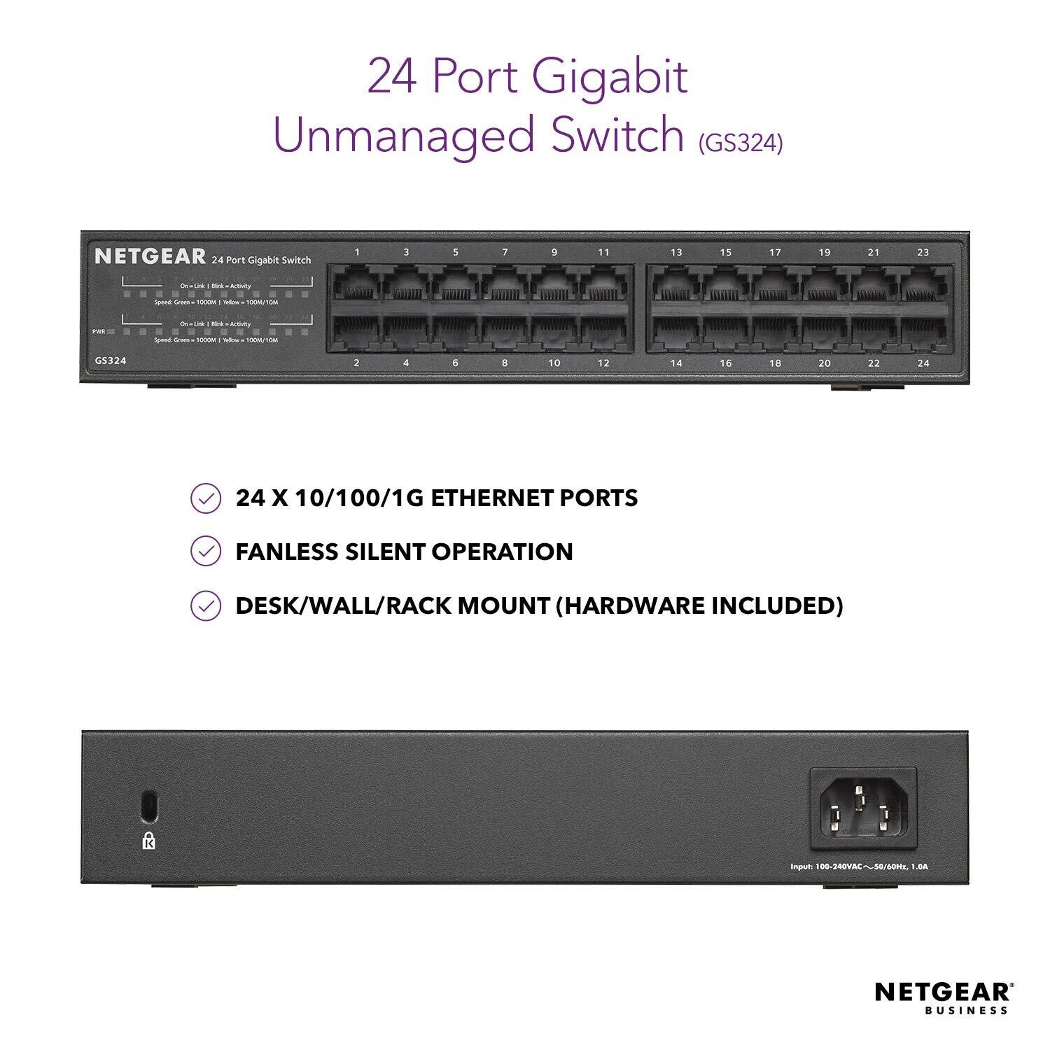 Netgear 24-Port Gigabit Network Switch (GS324)