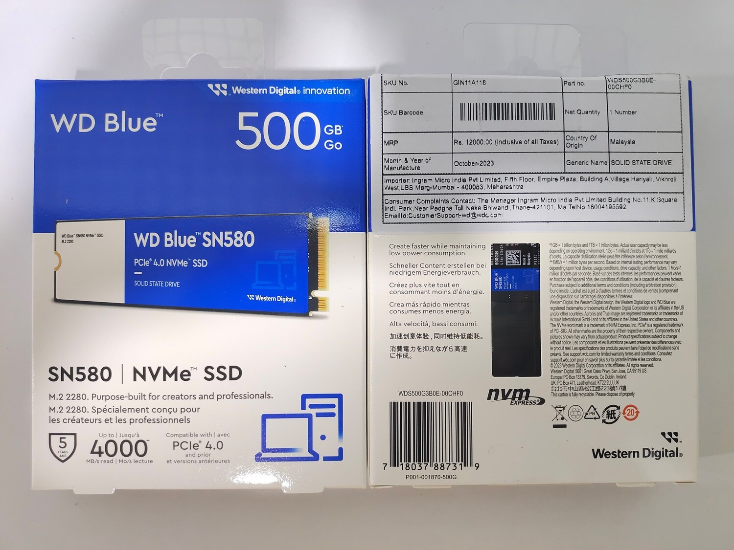 WD Blue 500GB SN580 NVMe Internal SSD