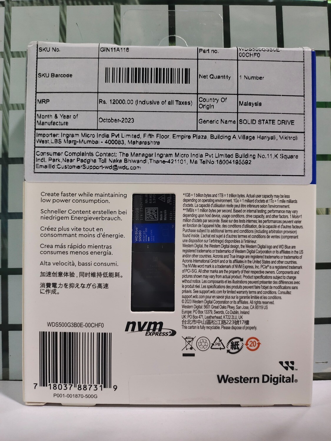 WD Blue 500GB SN580 NVMe Internal SSD