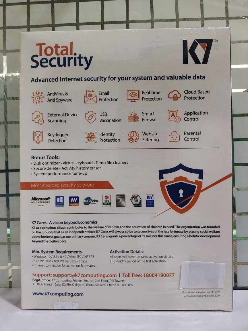 New, 3 User, 3 Year, K7 Total Security