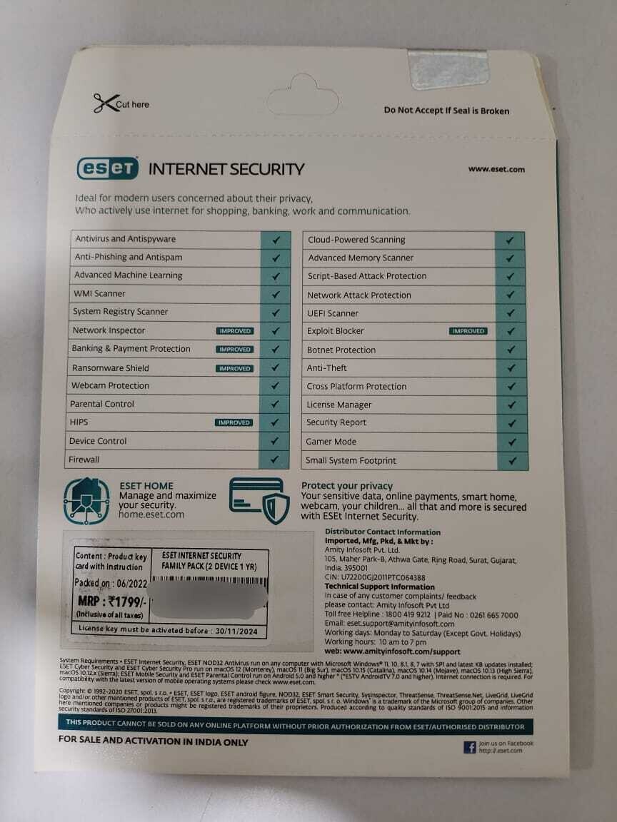 2 User, 1 Year, Eset Internet Security, Family Pack