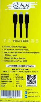 ELIIDE 3 in One Data Cable, Compitable with Micro/Type C/iOS (DC-50) ELIIDE 3 in One Data Cable, Compitable with Micro/Type C/iOS (DC-50)
