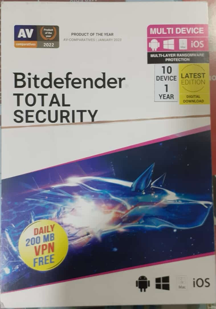 10 User, 1 Year, Bitdefender Total Security (200MB VPN) 10 User, 1 Year, Bitdefender Total Security (200MB VPN)
