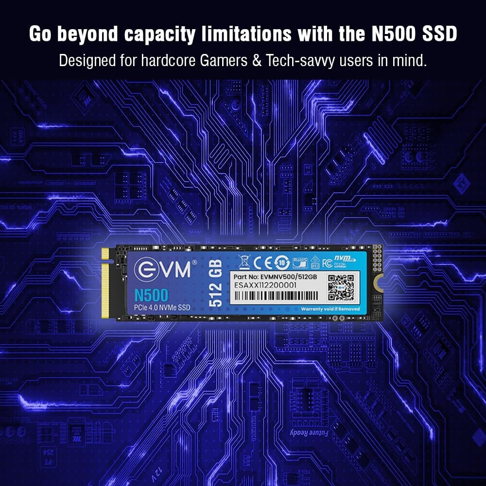 EVM N500 512GB (Gen 4) NVMe Internal SSD with 5000 Mb/s EVM N500 512GB (Gen 4) NVMe Internal SSD with 5000 Mb/s