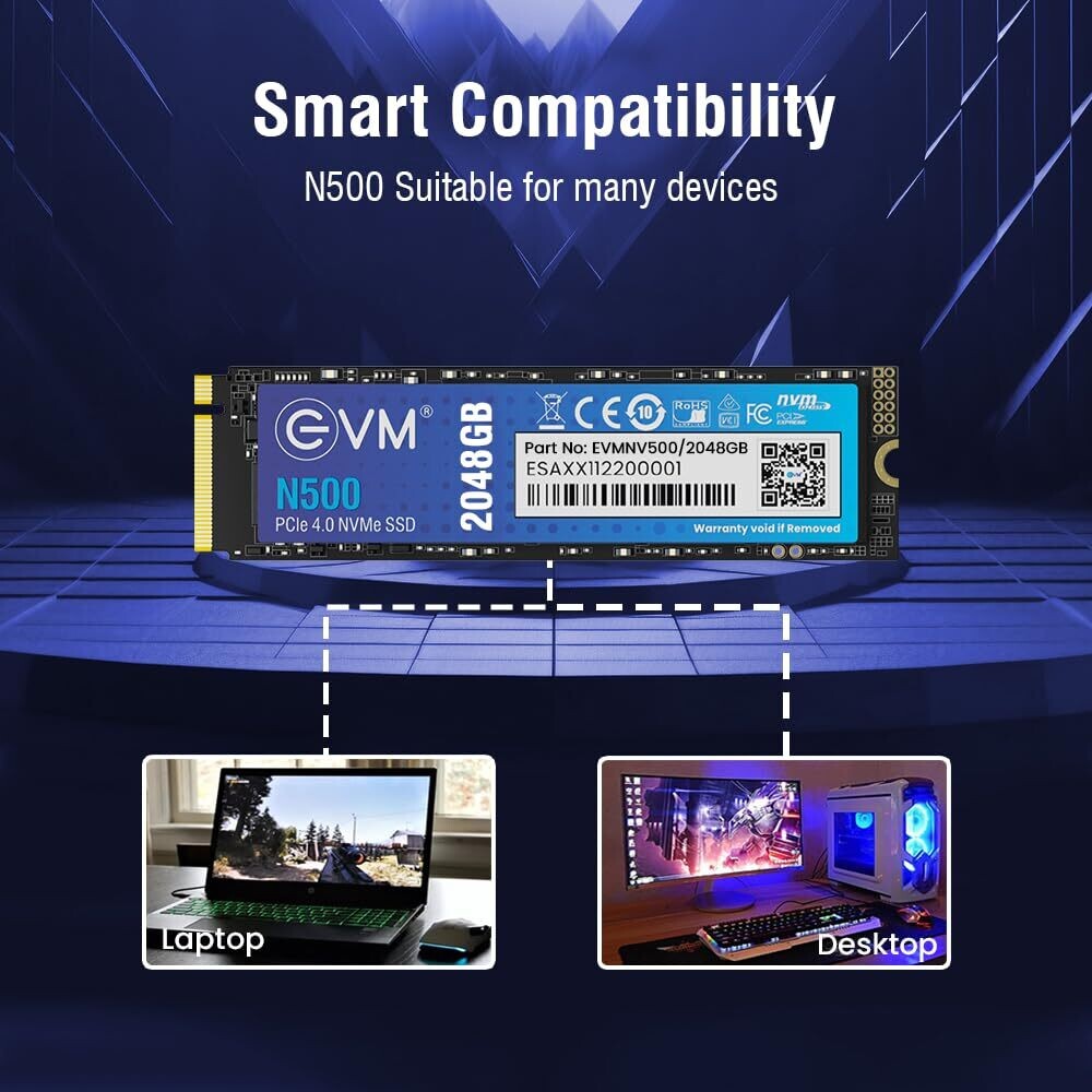 EVM N500 2TB (Gen 4) NVMe Internal SSD with 7000 Mb/s