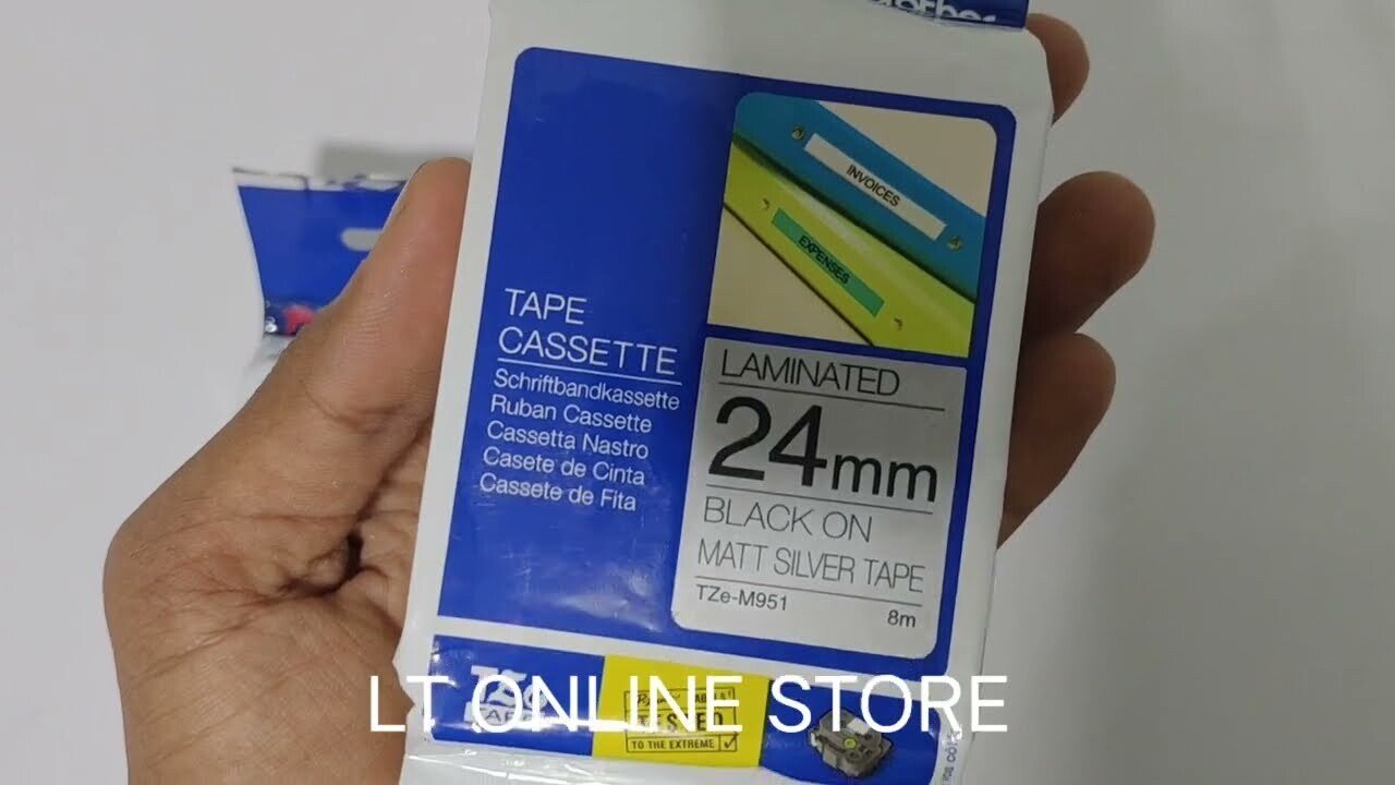 Brother Tze-M951 Black on Silver Matt, 24mm Label Tape Brother Tze-M951 Black on Silver Matt, 24mm Label Tape