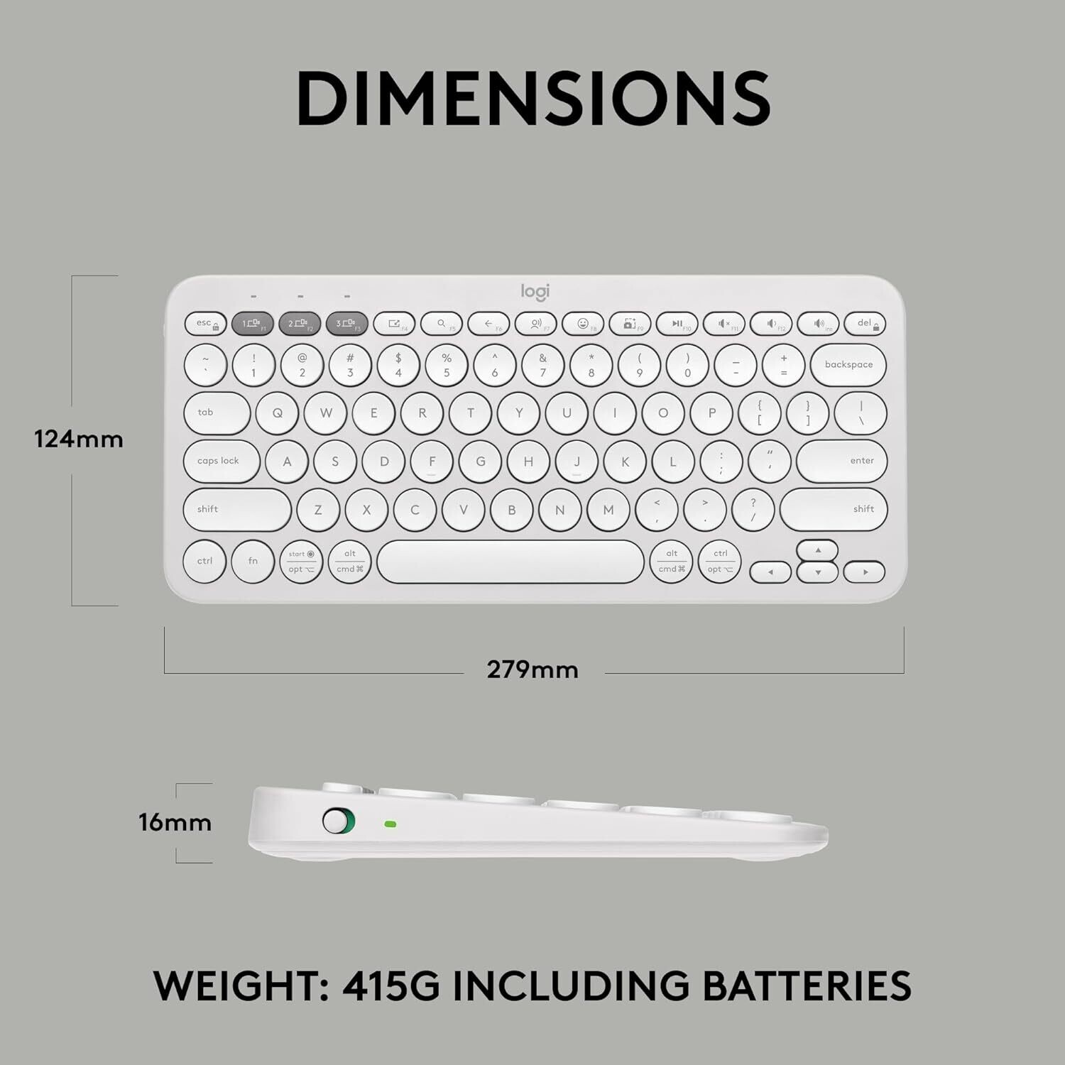Logitech Pebble Keys 2 K380s, Multi-Device Tonal White Logitech Pebble Keys 2 K380s, Multi-Device Tonal White