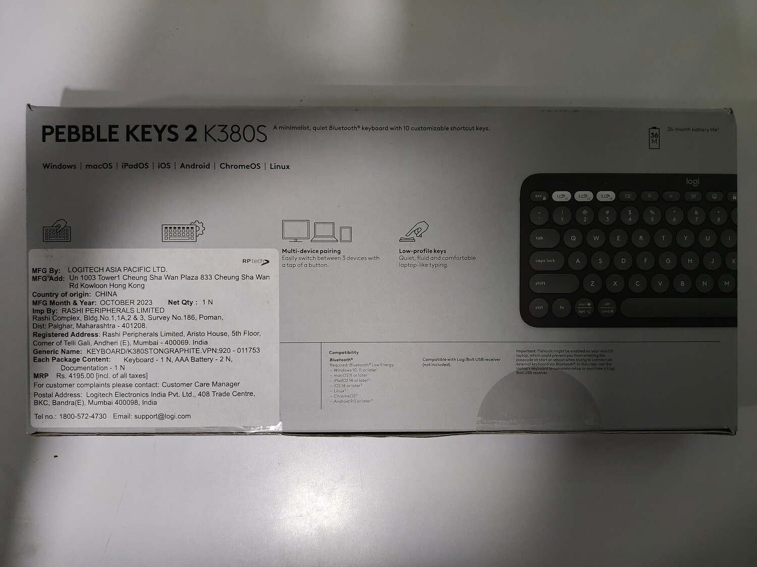 Logitech Pebble Keys 2 K380s Tonal Graphite Logitech Pebble Keys 2 K380s Tonal Graphite