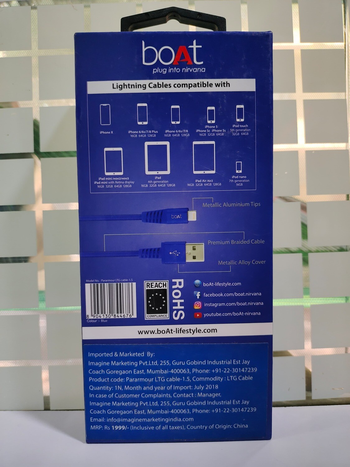 boAt 1.5mtr USB to Lightning Cable, Blue