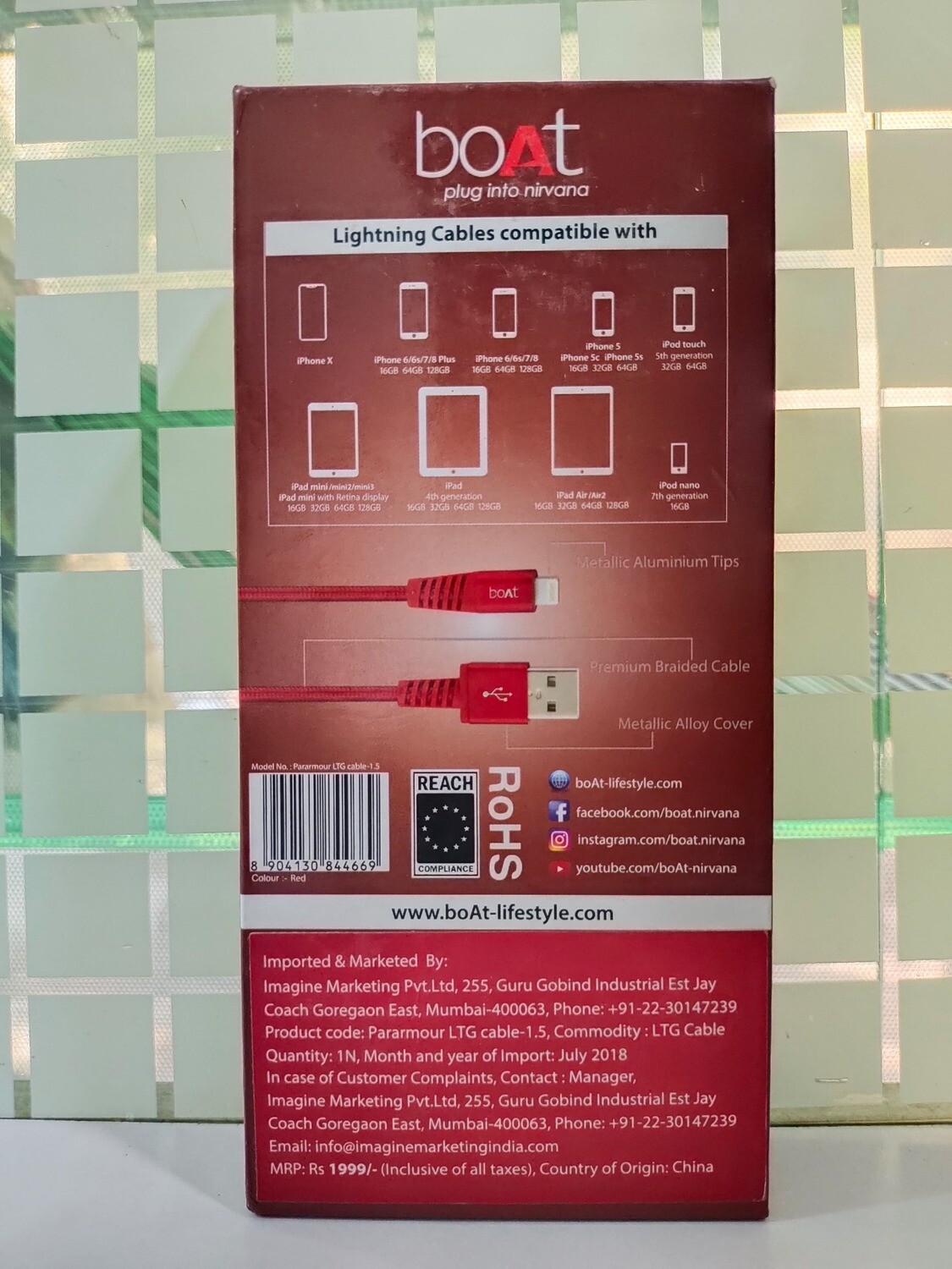 boAt 1.5mtr USB to Lightning Cable, Red