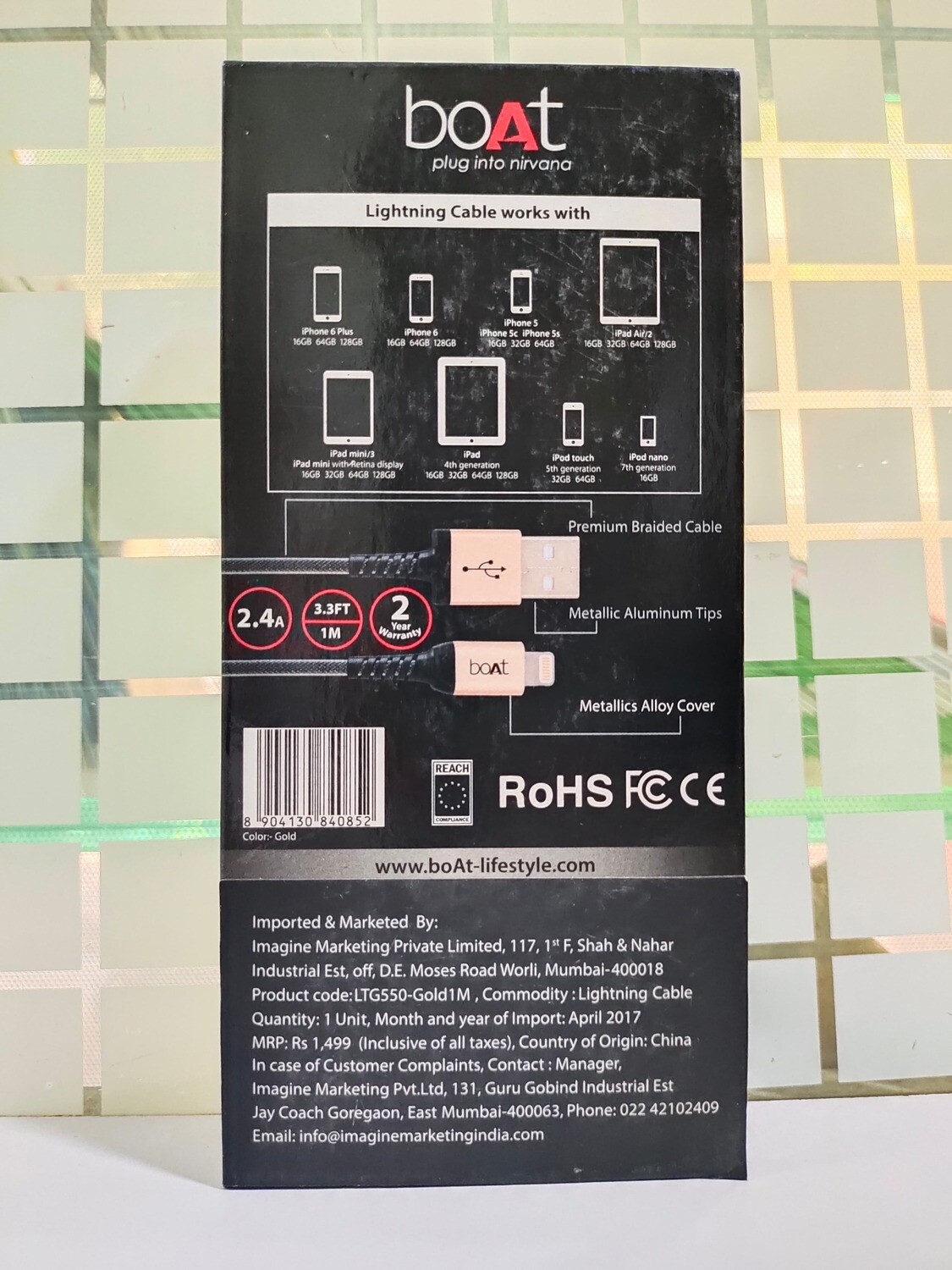 boAt 1.5mtr USB to Lightning Cable, Gold boAt 1.5mtr USB to Lightning Cable, Gold