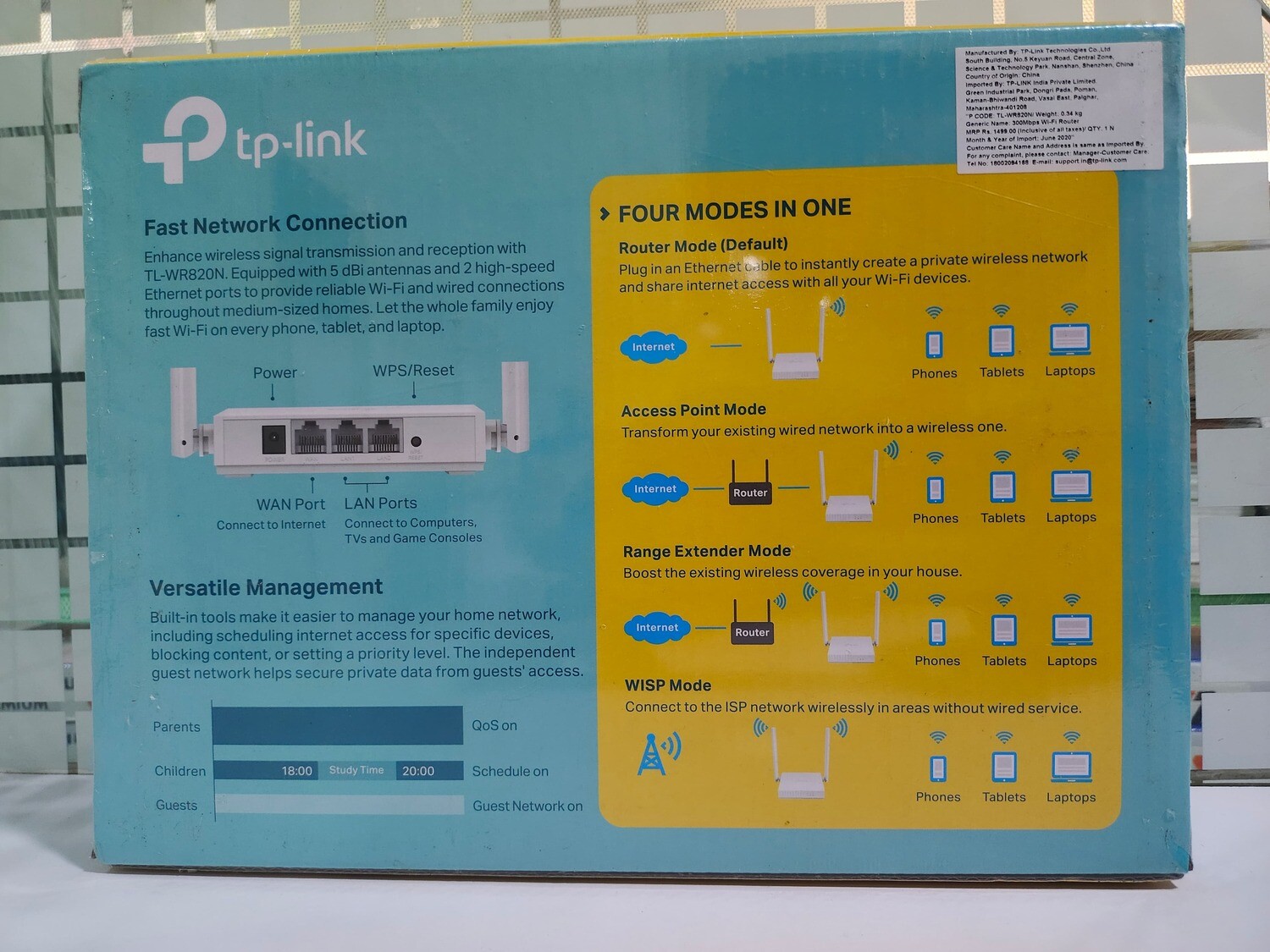 TP-Link TL-WR820N 300Mbps Wireless N Speed Router